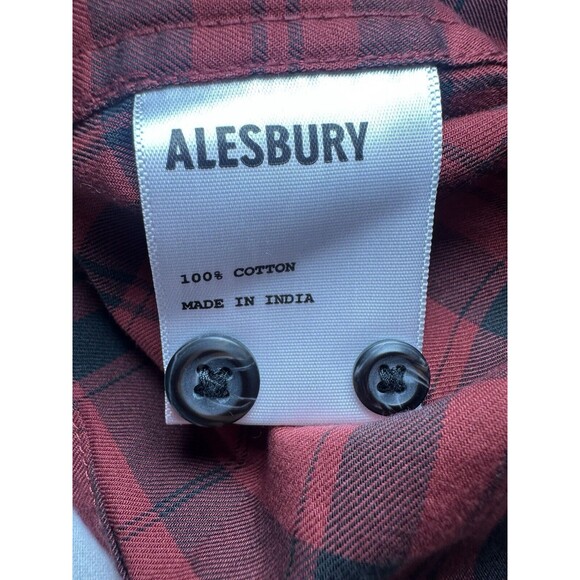 Alesbury Men's Red Black Plaid Button Up Long Sleeve Slim Shirt SIZE LARGE SLIM - Picture 6 of 8